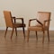 Baxton Studio Andrea Mid-Century Modern Tan Faux Leather and Walnut Brown Finished Wood 2-Piece Armchair Set 182-11401-Zoro - alternate 2